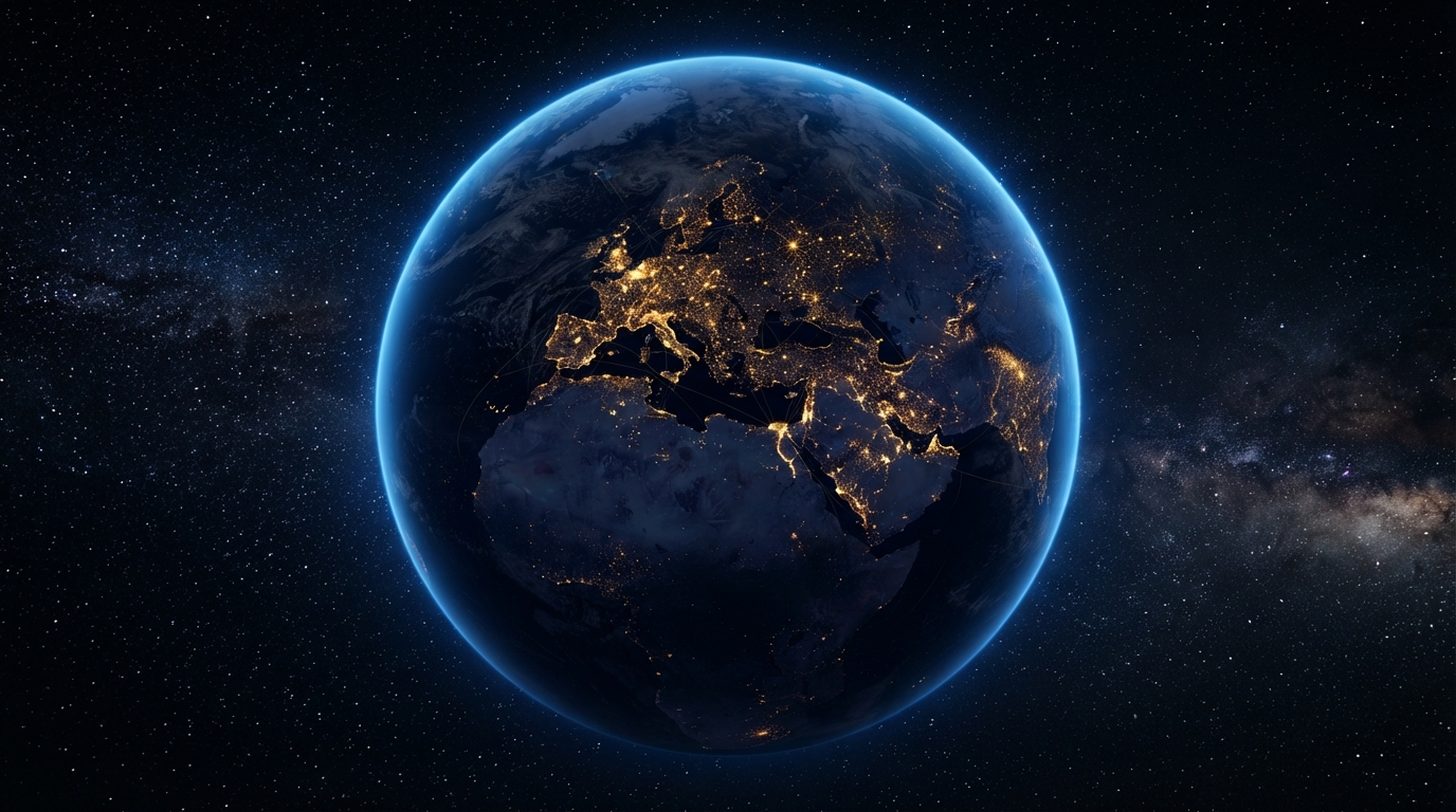 Globoterráqueo completo sobre el espacio